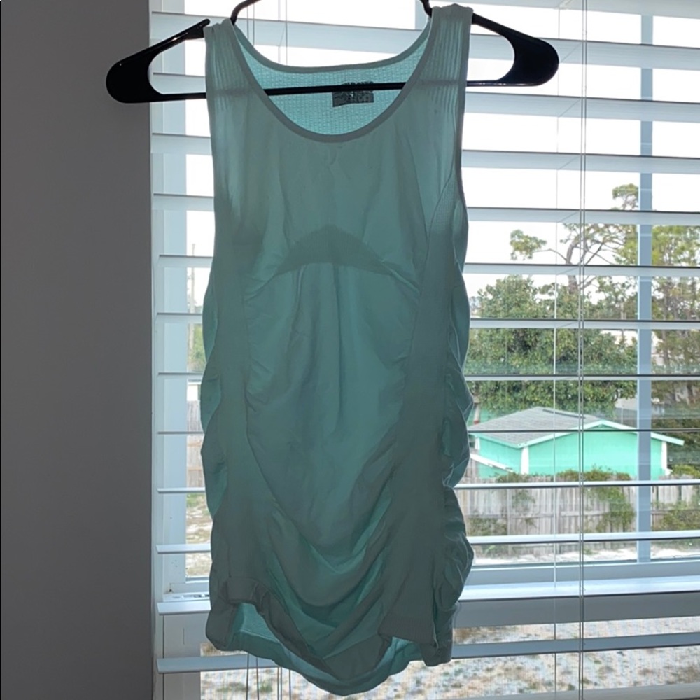 light blue running shirt